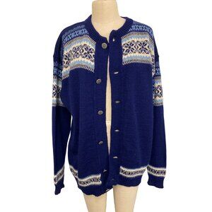 Vintage Norwegian Wool Cardigan Sweater By Ørdstrikk M